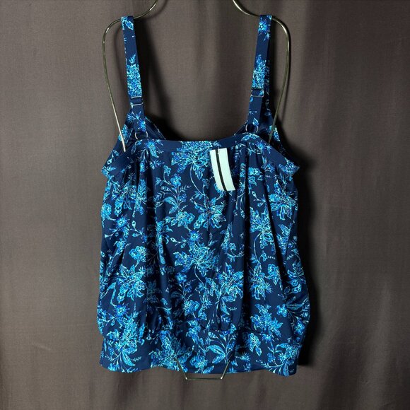 Lands' End Women's 14-18W LONG Blouson Tankini Chlorine Resistant Swimsuit Top D - Picture 6 of 12